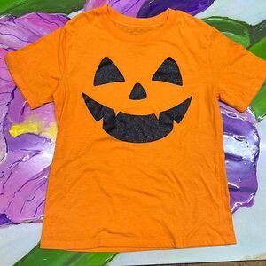 Zoe + Liv Orange Pumpkin Halloween Tee Shirt XS